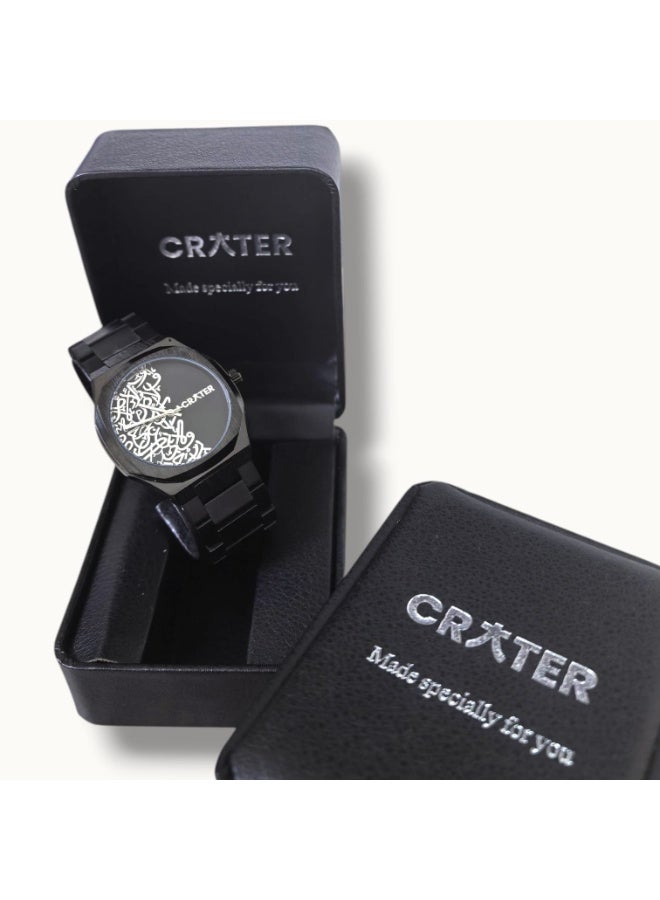 كريتر  ساعة كريتر (CRATER) للرجال – تصميم ملكي فاخر من الستانلس ستيل، مينا كلاسيكي مع عرض التاريخ، مقاومة للماء – تشمل علبة الماركة (أسود /أسود ). - Image 4